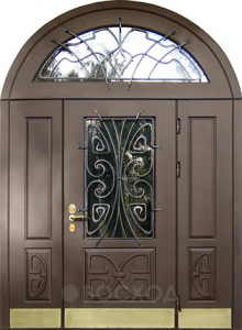 Фото стальная дверь Арочная парадная дверь №32 с отделкой Массив дуба