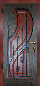 Фото  Стальная дверь Дверь с ковкой №8 с отделкой Массив дуба