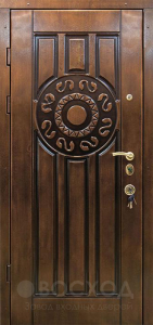 Фото  Стальная дверь Дверь в дом из бруса №1 с отделкой МДФ Шпон