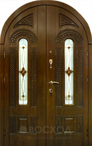Фото стальная дверь Арочная парадная дверь №69 с отделкой Массив дуба
