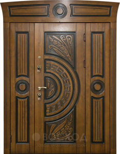 Фото стальная дверь Арочная парадная дверь №340 с отделкой Массив дуба