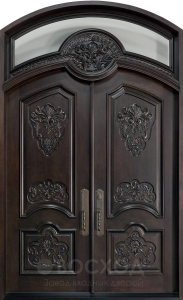 Фото стальная дверь Арочная парадная дверь №343 с отделкой Массив дуба